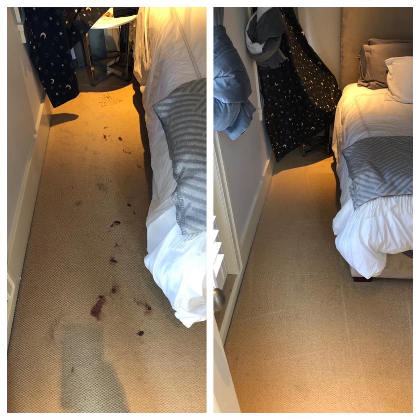 Before and after carpet cleaning in a Vancouver property