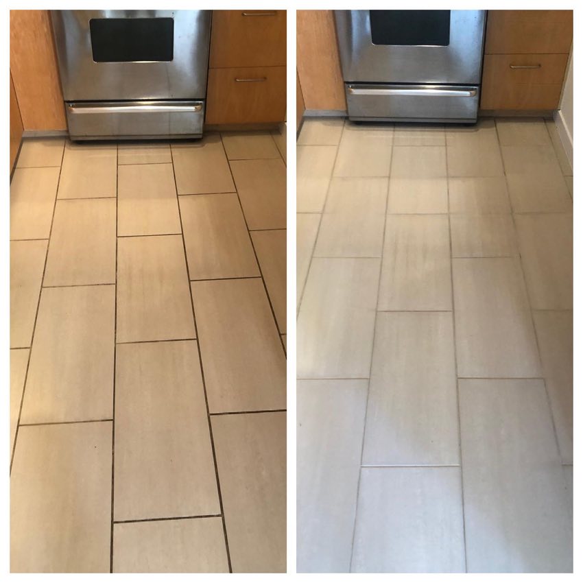 Restored tile and grout by First Class Carpet Cleaning, Vancouver