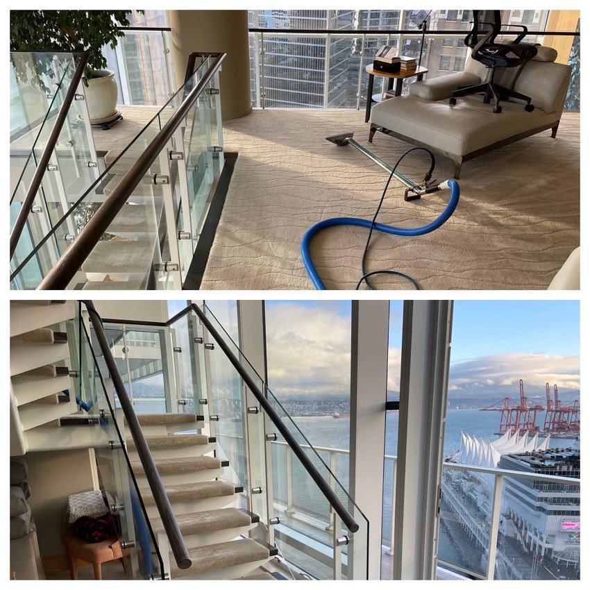 Before and after tile and grout cleaning in a Vancouver home