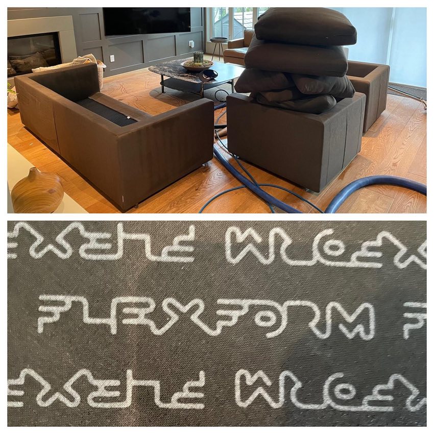 Fabric upholstery steam-cleaned by First Class Carpet Cleaning, Vancouver