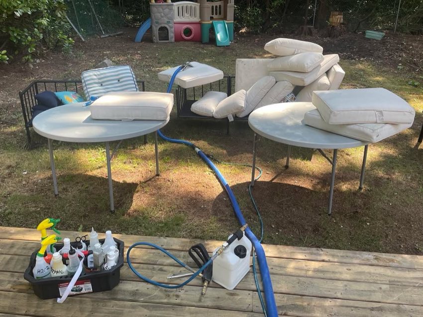 Residue-free upholstery cleaning result, Vancouver